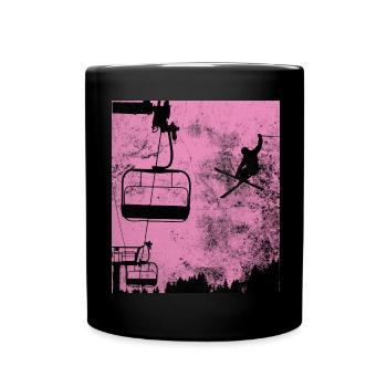 Skiing - (2) - Full Colour Mug - black - Front