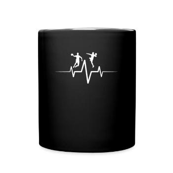 Handball heartbeat design for all handball sports - Full Colour Mug - black - Front