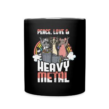 Rock Love Peace Metal Kid Music Heavy Trash Racoon - Tasse einfarbig - Schwarz - Vorne