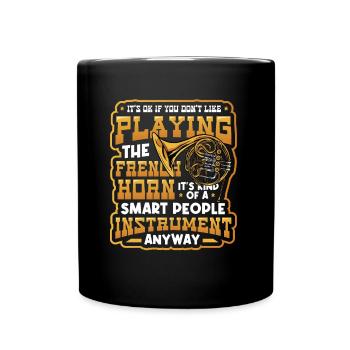 French horn player, marching band French horn - Full Colour Mug - black - Front