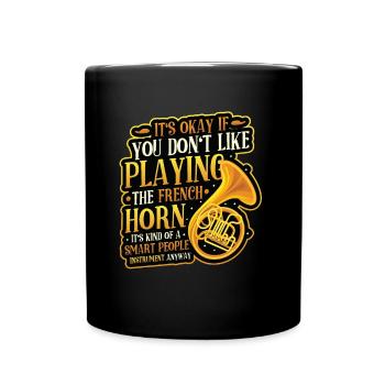 French horn player, marching band French horn - Full Colour Mug - black - Front
