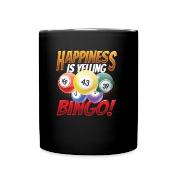 Le bonheur, c’est crier au bingo - Mug uni - noir - Devant