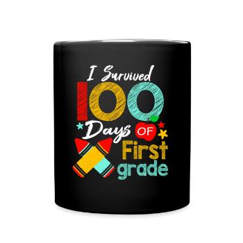 Colors Survived 1st Grade 100 Days Of School - Full Colour Mug - black - Front