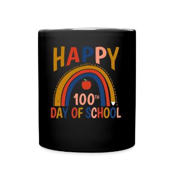 Rainbow Student 100th Day Happy 100 Days Of School - Full Colour Mug - black - Front