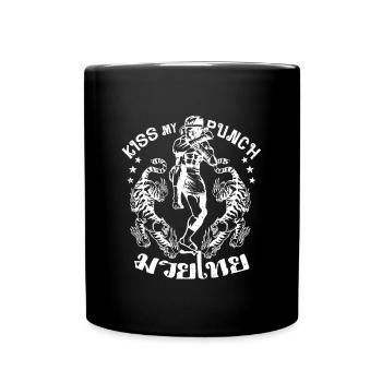 Boxeur thaïlandais Muay Thai Kiss My Punch Cadeau - Mug uni - noir - Devant