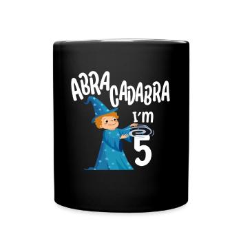 Five 5yr 5th Wizard Birthday Boy 5 Years Old Gift - Full Colour Mug - black - Front