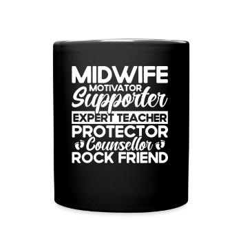 Midwife LD Work Obstetrician Gift - Full Colour Mug - black - Front