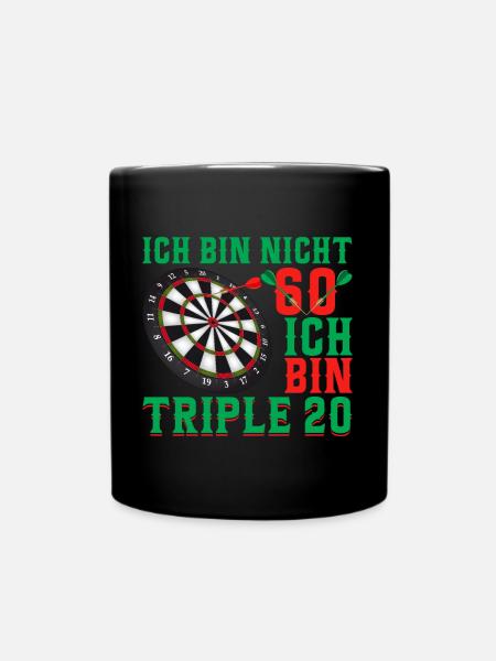 Dart 60. Geburtstag Triple 20 - Tasse einfarbig - Schwarz