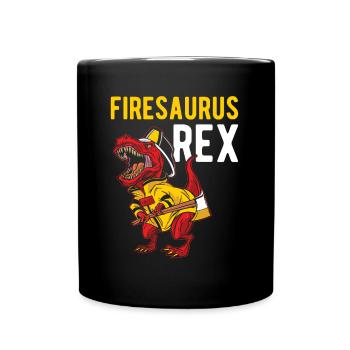 Firesaurus Rex Dino Feuerwehrmann Feuerwehr - Tasse einfarbig - Schwarz - Vorne
