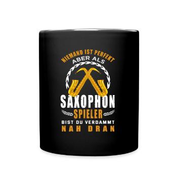 Saxophon Spieler Saxophonist Jazz Musiker - Tasse einfarbig - Schwarz - Vorne
