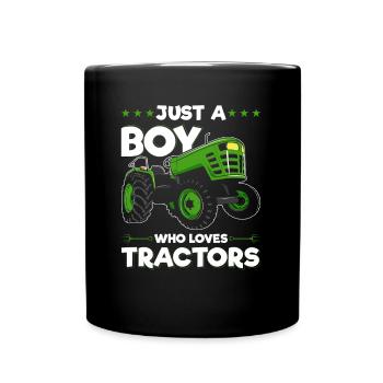 Just a boy who loves tractor farmers - Full Colour Mug - black - Front