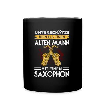 Saxophon Spieler Saxophonist Jazz Musiker - Tasse einfarbig - Schwarz - Vorne