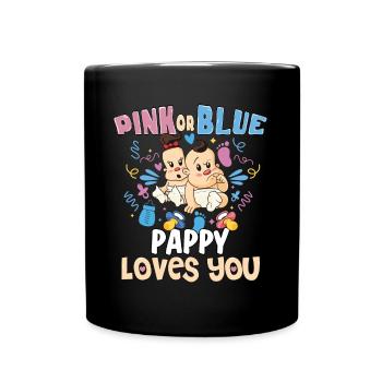 Pink or Blue Pappy Loves You Best Dad Ever - Full Colour Mug - black - Front