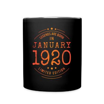 Anniversaire Janvier 1920 Edition Limitée Millésime - Mug uni - noir - Devant