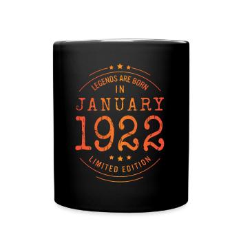 Birthday January 1922 Limited Edition Vintage - Full Colour Mug - black - Front