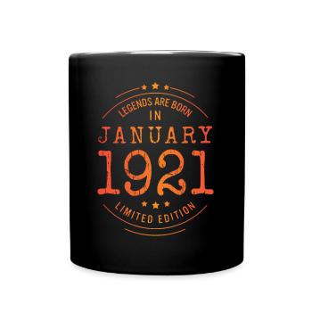 Geburtstag Januar 1921 Limited Edition Vintage - Tasse einfarbig - Schwarz - Vorne