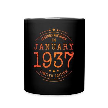 Birthday January 1937 Limited Edition Vintage - Full Colour Mug - black - Front
