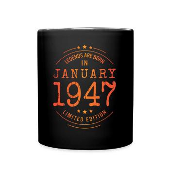 Birthday January 1947 Limited Edition Vintage - Full Colour Mug - black - Front