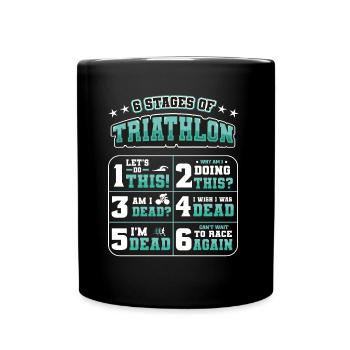 6 Etappen Des Triathlons - Tasse einfarbig - Schwarz - Vorne