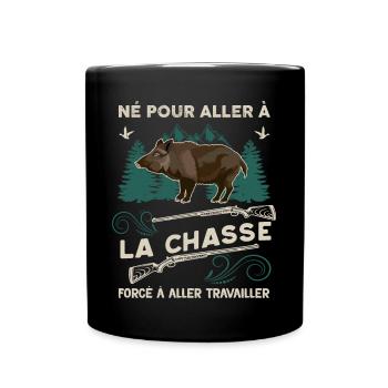 Chasse au Sanglier Humour Chasseur - Mug uni - noir - Devant