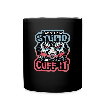 Ich Kann Dummheit Nicht Beheben - Tasse einfarbig - Schwarz - Vorne