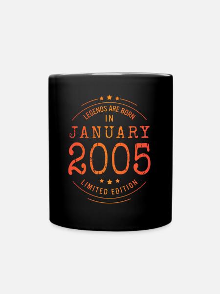 Geburtstag Januar 2005 Limited Edition Vintage - Tasse einfarbig - Schwarz
