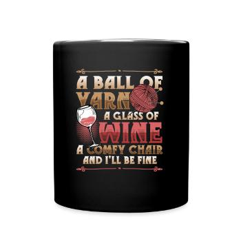 Ball Of Yarn I Love Knitting - Full Colour Mug - black - Front