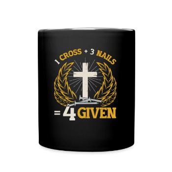 Religieux, 1 croix, 3 clous, 4 Jésus, donné - Mug uni - noir - Devant