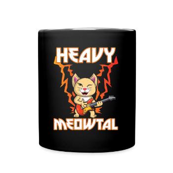 Heavy Meow Metal Music Lover Guitar Kawaii Cat - Tasse einfarbig - Schwarz - Vorne
