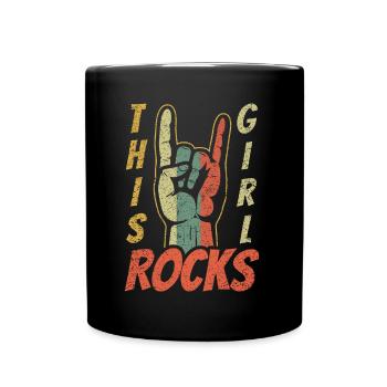 Vintage Retro Rock Sign Rock Hand Metal Rocks Girl - Tasse einfarbig - Schwarz - Vorne