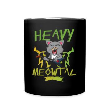 Cute Cat Heavy Meow Metal Music Lover Guitar Kid - Tasse einfarbig - Schwarz - Vorne