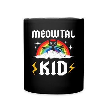 Music Love Rainbow Cat Kawaii Heavy Meow Metal Kid - Tasse einfarbig - Schwarz - Vorne