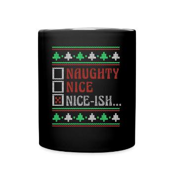 Little Naughty Nice Joke Funny Ugly Christmas - Tasse einfarbig - Schwarz - Vorne