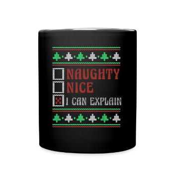 Naughty Nice Joke Funny Ugly Christmas - Tasse einfarbig - Schwarz - Vorne