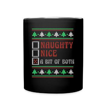 Bit Both Naughty Nice Joke Funny Ugly Christmas - Tasse einfarbig - Schwarz - Vorne
