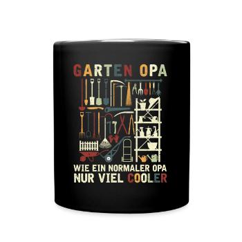Gartenarbeit Opa Garten Lustiger Gärtner Opa - Tasse einfarbig - Schwarz - Vorne