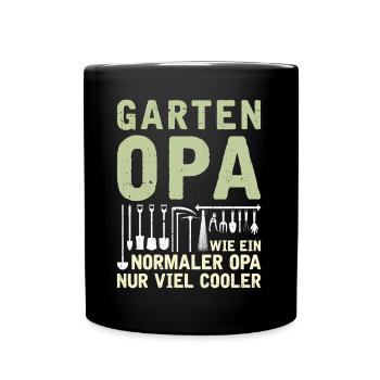 Lustiger Gärtner Spruch Garten Opa - Tasse einfarbig - Schwarz - Vorne