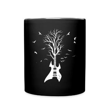 Electric Guitar Tree Birds Nature Musician - Full Colour Mug - black - Front