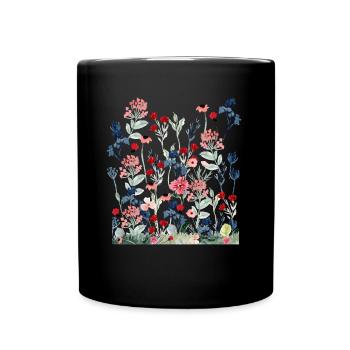 Wildflower Frauen Floral Bunte Blumen - Tasse einfarbig - Schwarz - Vorne