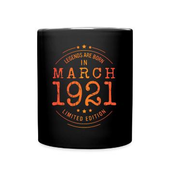 Birthday March 1921 Limited Edition Vintage - Full Colour Mug - black - Front