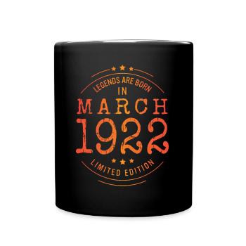 Birthday March 1922 Limited Edition Vintage - Full Colour Mug - black - Front