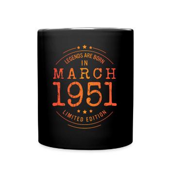 Geburtstag März 1951 Limited Edition Vintage - Tasse einfarbig - Schwarz - Vorne