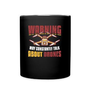 Attention, peut constamment parler de drones. Pilote - Mug uni - noir - Devant