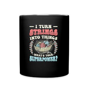 Strings Into Things, Stricken Und Häkeln - Tasse einfarbig - Schwarz - Vorne