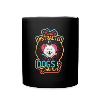 Facilement distrait par les chiens et le crochet - Mug uni - noir - Devant