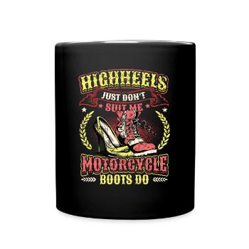 Sexy Motorrad Frauen, Bikerin - Tasse einfarbig - Schwarz - Vorne