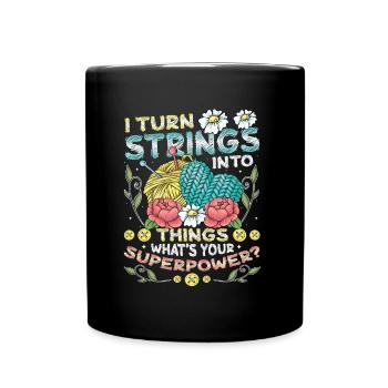 Strings Into Things, Stricken Und Häkeln - Tasse einfarbig - Schwarz - Vorne