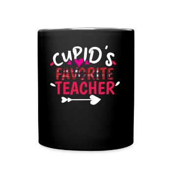 Plaid Cupid Favorite Teacher Valentines Day - Full Colour Mug - black - Front
