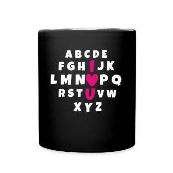 Alphabet Valentine Quote Hearts Day Valentines - Tasse einfarbig - Schwarz - Vorne