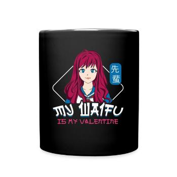 Waifu Anime Valentines Hearts Day Valentines - Tasse einfarbig - Schwarz - Vorne